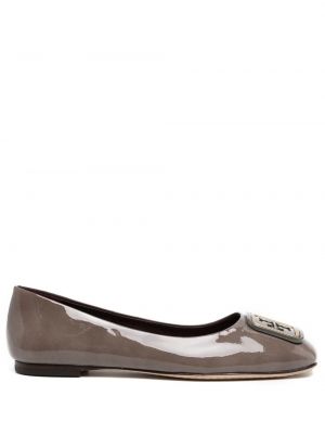 Ballerinas i läder Tory Burch brun