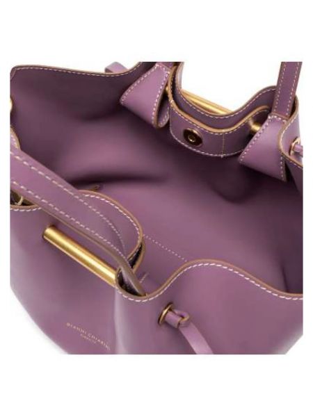 Bolso shopper de cuero con estampado de rombos Gianni Chiarini violeta