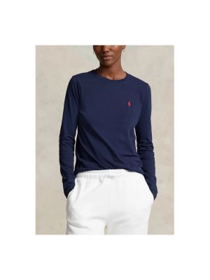 Camiseta de manga larga con bordado de algodón Ralph Lauren azul