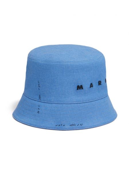 Haftowany kapelusz Marni niebieski