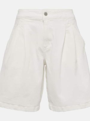 Kõrge vöökohaga teksariidest lühikesed püksid Ag Jeans valge