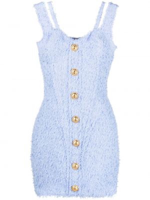 Κοκτέιλ φόρεμα με κουμπιά tweed Balmain