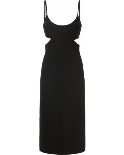 Krepové vlněné midi šaty Michael Kors Collection černé