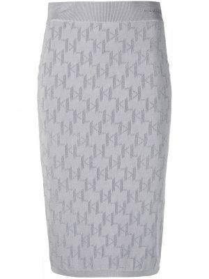 Žakárová sukňa Karl Lagerfeld sivá