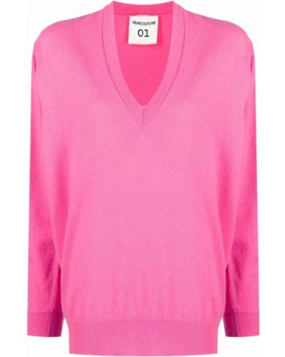 Jersey con escote v de tela jersey Semicouture rosa