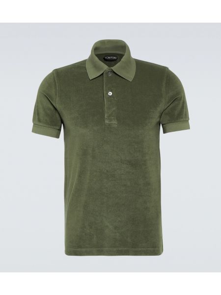 Medvilninis polo marškinėliai Tom Ford žalia