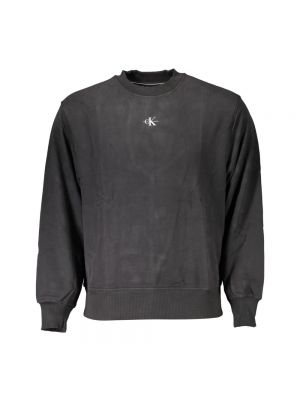 Sweter bawełniany z nadrukiem Calvin Klein czarny