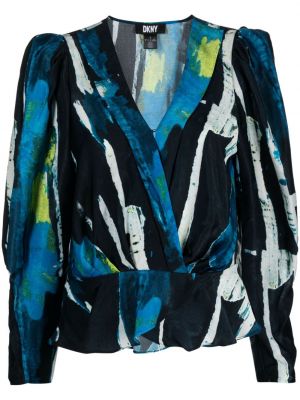 Bluza s printom s v-izrezom s apstraktnim uzorkom Dkny crna