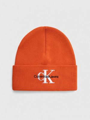 Pomarańczowa czapka bawełniana Calvin Klein Jeans