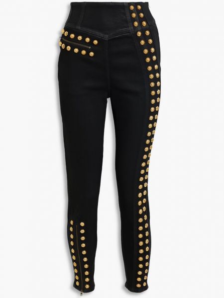 Черные джинсы скинни с высокой талией на пуговицах Gucci
