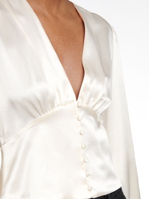 Bluză de mătase Saint Laurent alb