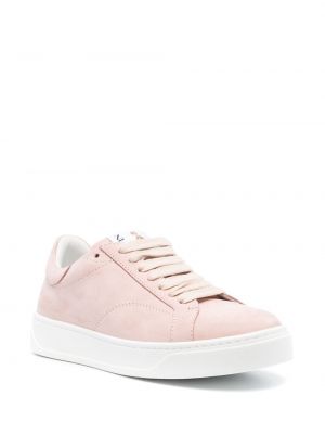 Sneakerși cu șireturi din piele de căprioară din dantelă Lanvin roz
