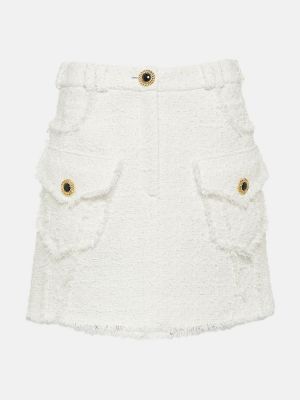 Tvídové mini sukně Balmain bílé