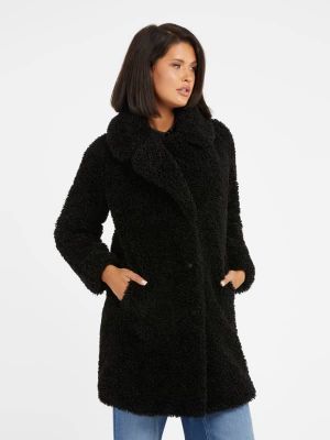 Manteau d'hiver en fourrure Guess noir