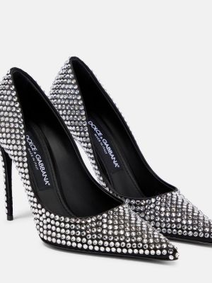 Pantofi cu toc din satin de cristal Dolce&gabbana negru