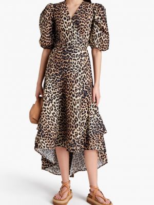 Леопардовый платье на запах с принтом с животным принтом Ganni коричневый