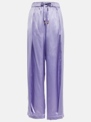 Hodvábne saténové nohavice s vysokým pásom Loewe fialová