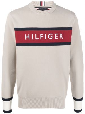 Пуловер с принт Tommy Hilfiger бежово