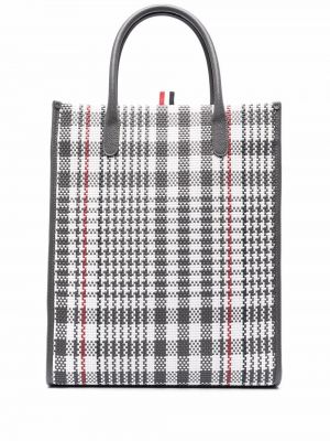 Sjekket shoppingbag Thom Browne grå