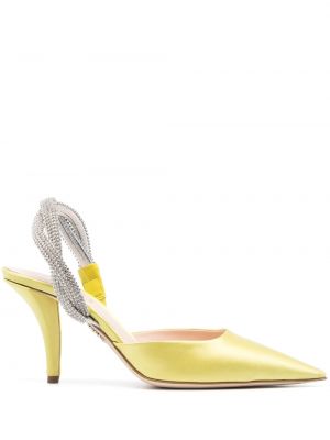 Полуотворени обувки с отворена пета с кристали Rodo жълто