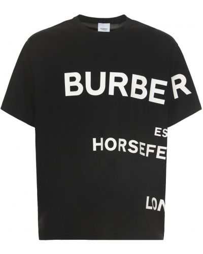 Džerzej bavlnené tričko s potlačou Burberry čierna