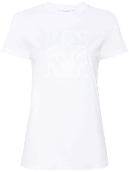 Medvilninis siuvinėtas marškinėliai Max Mara balta