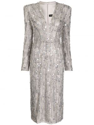 Křišťálové večerní šaty Jenny Packham stříbrné