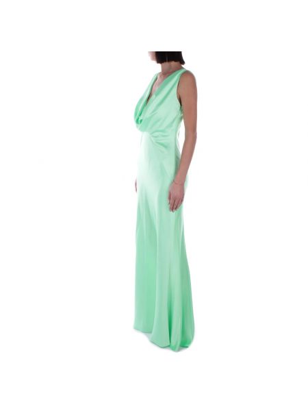 Vestido de raso con escote v drapeado Pinko verde