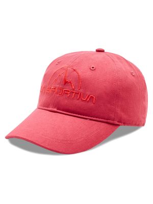 Žametna kapa s šiltom iz rebrastega žameta La Sportiva rdeča