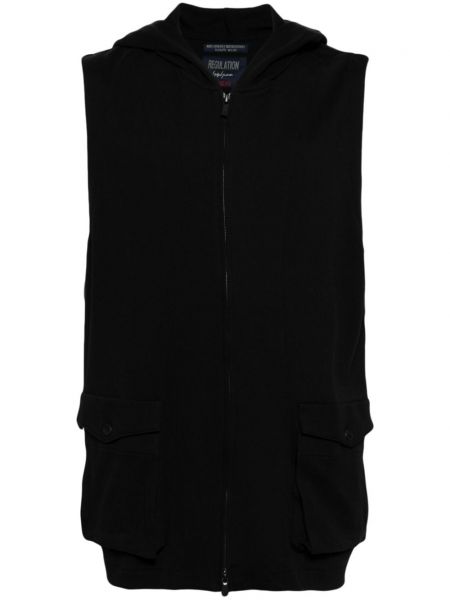 Bavlnená vesta na zips s kapucňou Yohji Yamamoto čierna