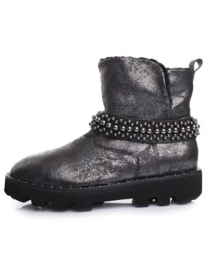 Черные замшевые зимние ботинки L'estrosa