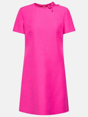 Μεταξωτή μάλλινη φόρεμα με φιόγκο Valentino ροζ