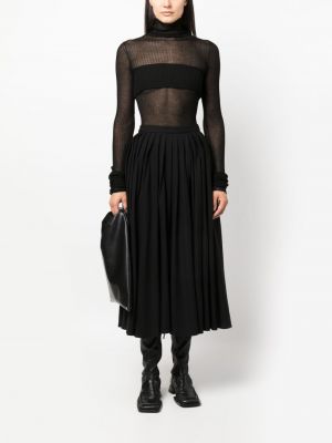 Plisované vlněné midi sukně Quira černé