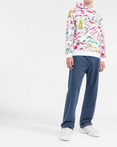 Kapučdžemperis ar ziediem ar apdruku Kenzo balts
