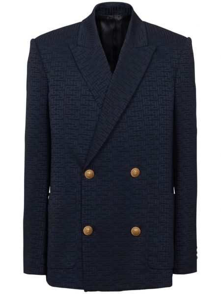 Satin dobbeltradet blazer Balmain blå