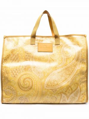 Nakupovalna torba s potiskom s paisley potiskom Etro rumena