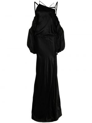 Drapované asymetrické večerné šaty Ann Demeulemeester čierna