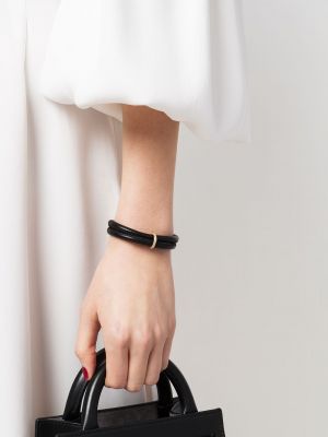 Bracelet avec perles en cuir Mizuki noir