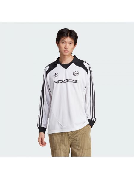 Koszulka z długim rękawem oversize Adidas biała