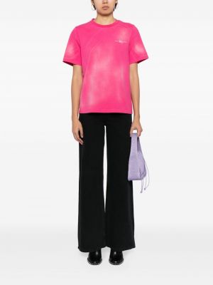 Batikované bavlněné tričko s potiskem Feng Chen Wang růžové