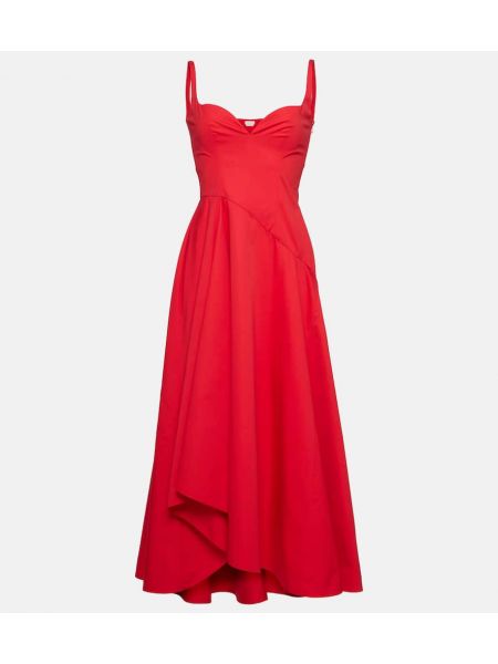 Βαμβακερός φόρεμα κορσέ Alexander Mcqueen κόκκινο
