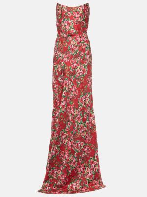 Jedwabna sukienka długa w kwiatki Markarian