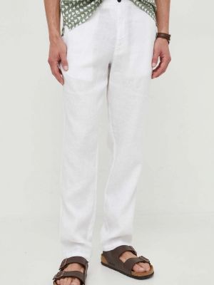 Lniane proste spodnie Sisley białe