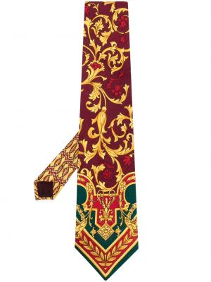 Jedwabny krawat z nadrukiem Versace Pre-owned czerwony