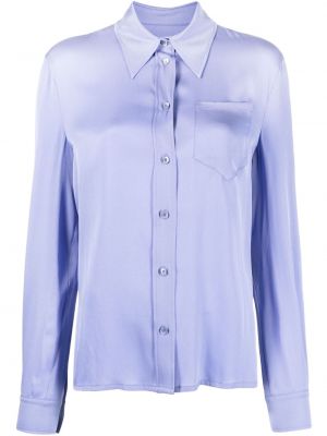 Saténová rifľová košeľa Moschino Jeans fialová