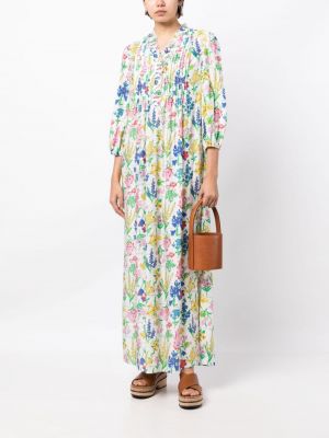 Sukienka długa w kwiatki z nadrukiem Dvf Diane Von Furstenberg biała