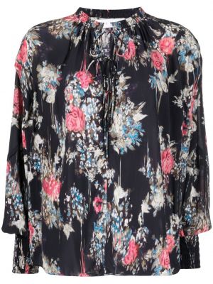 Rund hals trykt floral bluse Iro svart