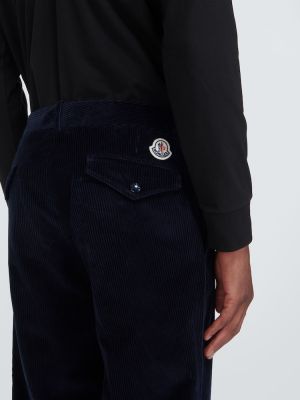 Панталон с висока талия от рипсено кадифе Moncler синьо