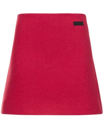 Vlněné mini sukně Ganni červené