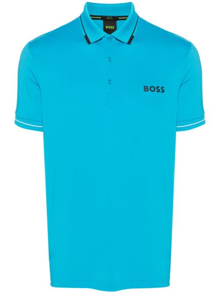 Поло тениска с принт Boss синьо